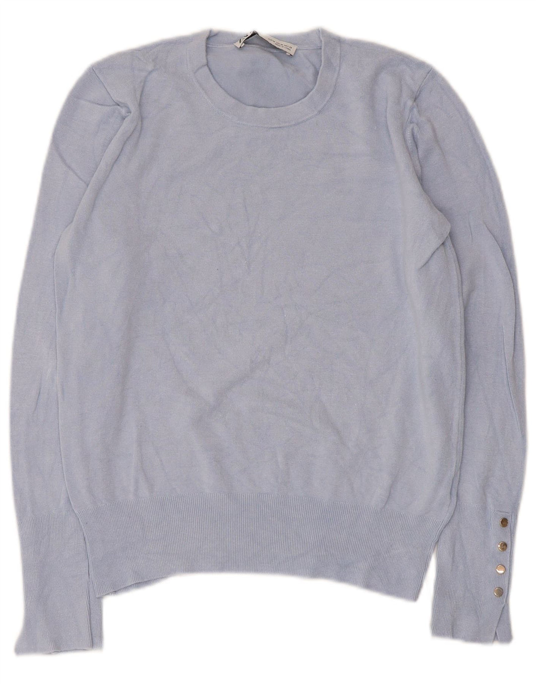 Zara Womens Crew Neck Jumper Sweater UK 12 Medium Blue