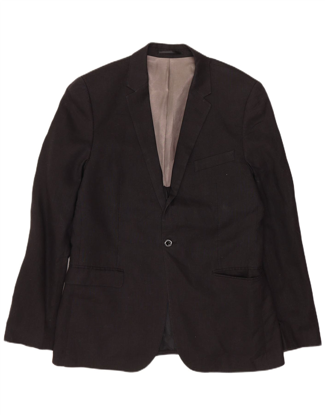 DKNY Mens Slim Fit 1 Button Blazer Jacket UK 40 Large Black Wool