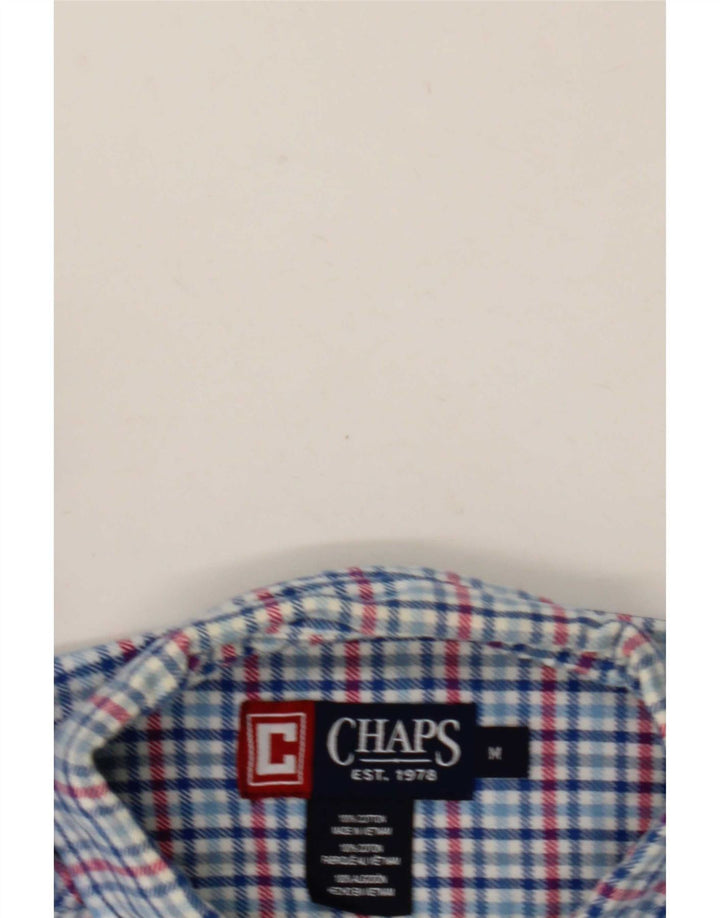 Chaps Mens Shirt Medium Blue Check Cotton