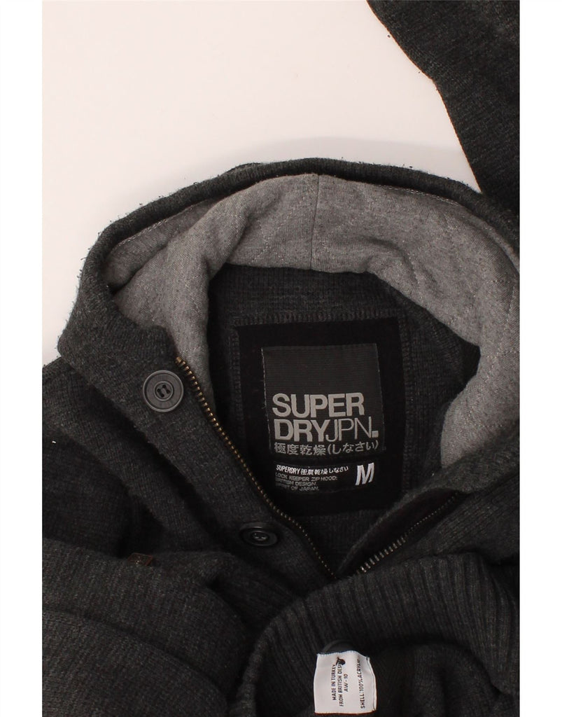 SUPERDRY Mens Hooded Cardigan Sweater Medium Grey Acrylic Vintage Superdry and Second-Hand Superdry from Messina Hembry 