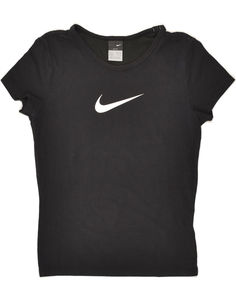 NIKE Womens Dri Fit T-Shirt Top UK 10/12 Medium Black Cotton | Vintage Nike | Thrift | Second-Hand Nike | Used Clothing | Messina Hembry 