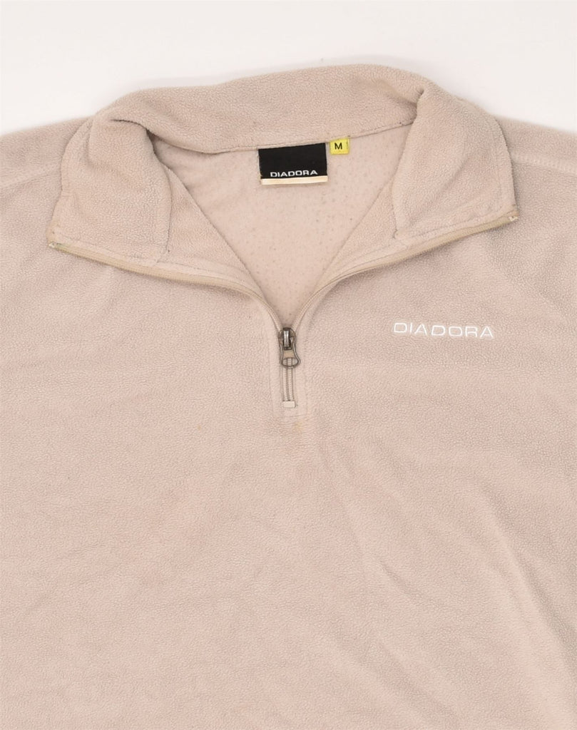 DIADORA Mens Zip Neck Fleece Jumper Medium Beige Polyester | Vintage Diadora | Thrift | Second-Hand Diadora | Used Clothing | Messina Hembry 