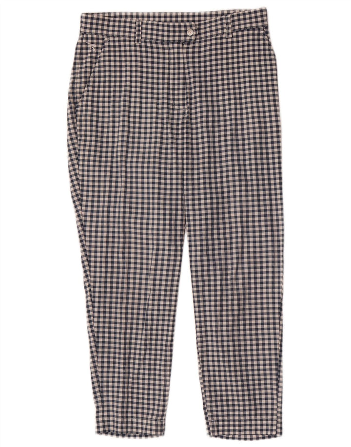 Chervo Womens Slim Chino Trousers IT 42 Medium W28 L23 Blue Gingham