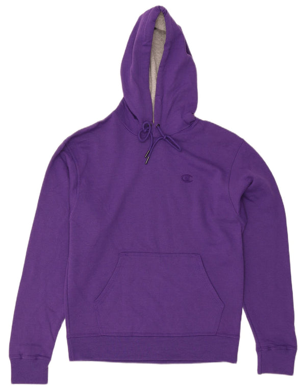 Champion Mens Hoodie Jumper Small Purple Cotton