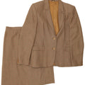 Vintage Womens 2 Button Piece Skirt Set IT 48 XL Brown Houndstooth