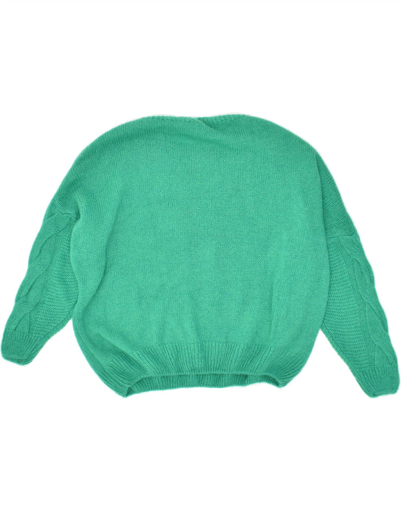 VINTAGE Womens Boat Neck Jumper Sweater UK 16 Large Green Acrylic | Vintage Vintage | Thrift | Second-Hand Vintage | Used Clothing | Messina Hembry 