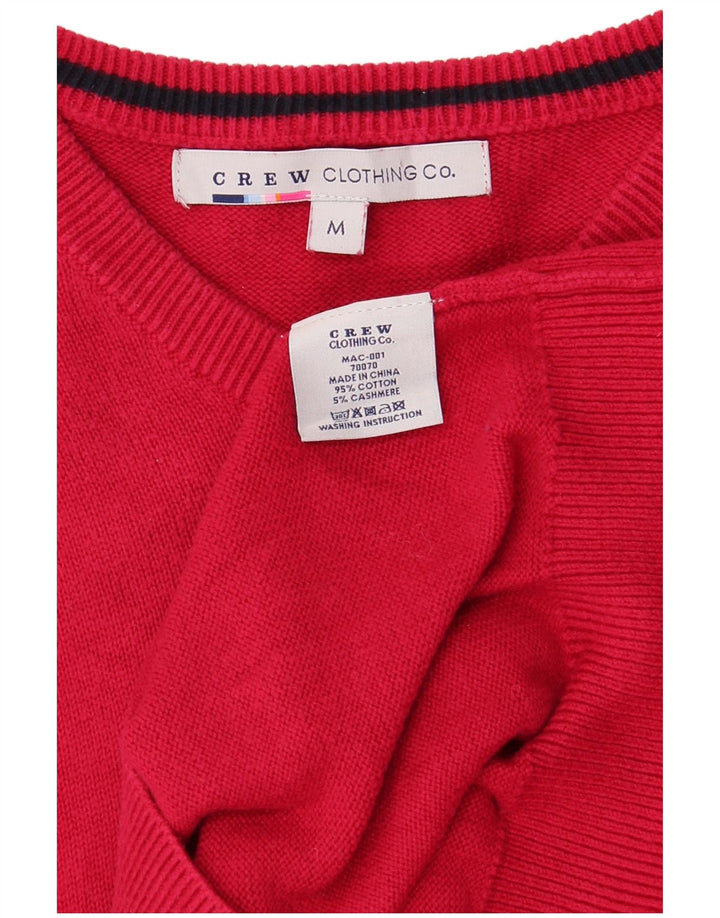 Crew Clothing Mens V-Neck Jumper Sweater Medium Red Cotton