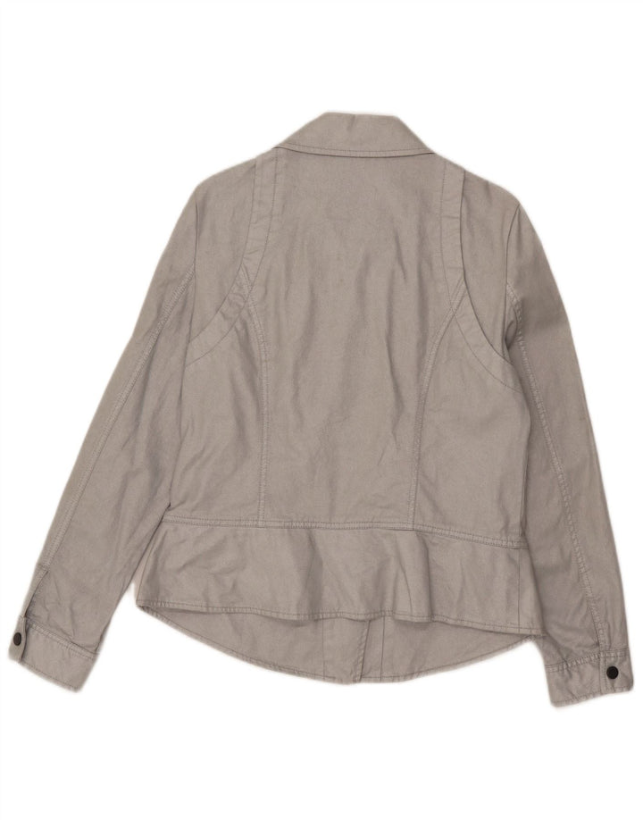 Dkny Womens Bomber Jacket UK 12 Medium Grey Cotton