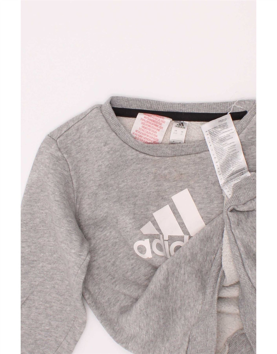 Adidas Boys Graphic Sweatshirt Jumper 2-3 Years Grey Cotton