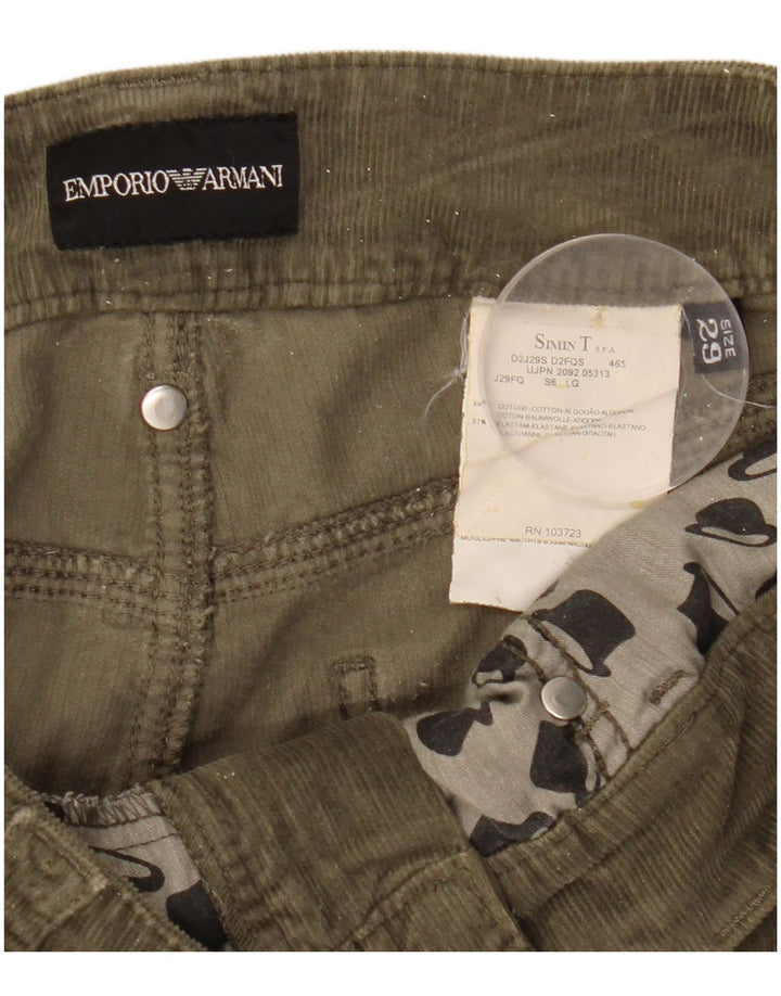 EMPORIO ARMANI Womens Bootcut Corduroy Trousers W29 L31  Khaki Cotton