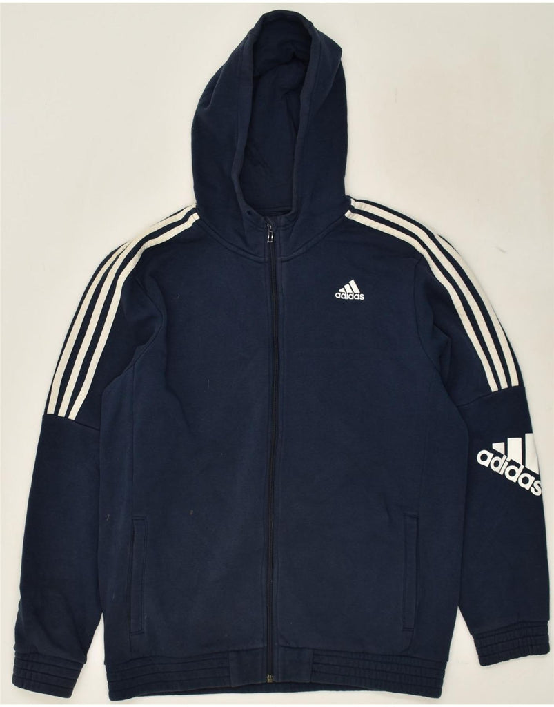 ADIDAS Mens Graphic Zip Hoodie Sweater Large Navy Blue | Vintage Adidas | Thrift | Second-Hand Adidas | Used Clothing | Messina Hembry 