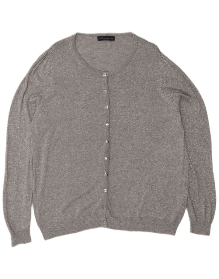 Marks & Spencer Womens Cardigan Sweater UK 20 2XL  Grey Polyamide