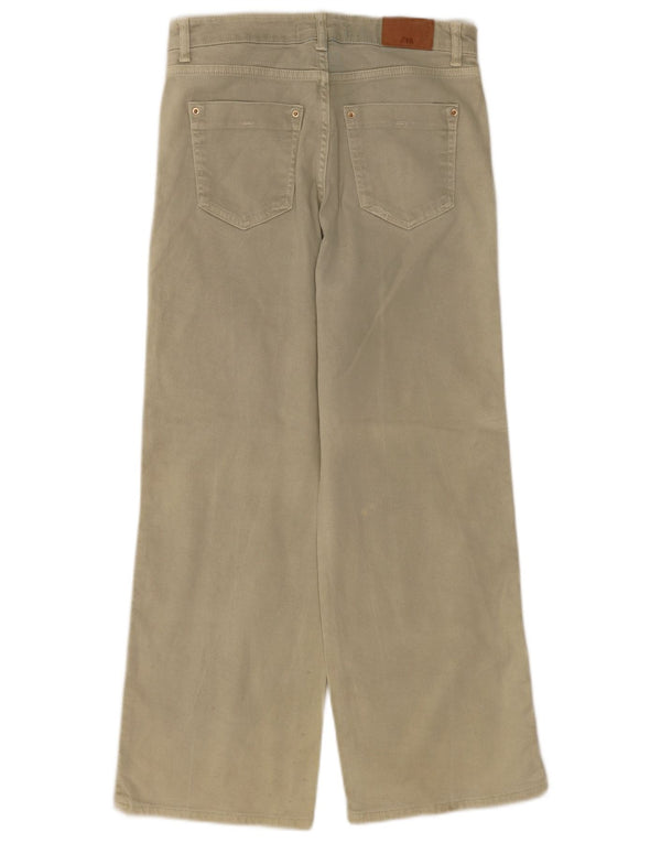 Zara Womens Wide Leg Jeans EU 36 XS W26 L28 Beige Cotton