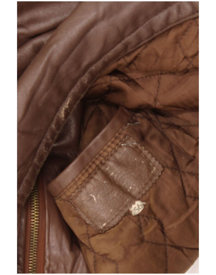 VINTAGE Mens Leather Jacket IT 56 3XL Brown