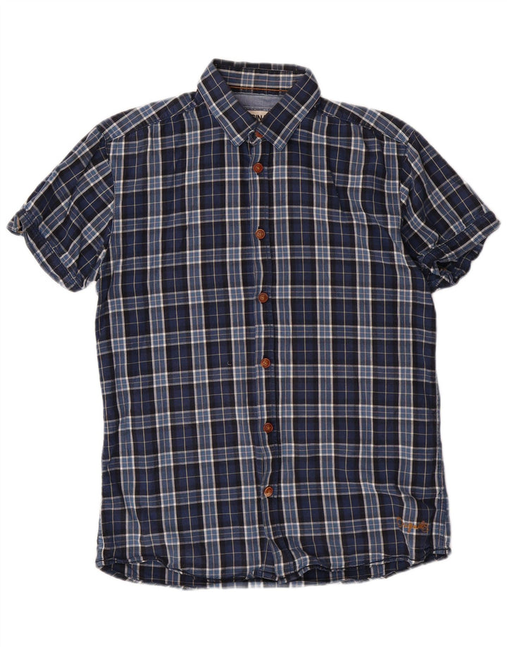 Jack & Jones Mens Checked  Shirt Medium Blue Check Cotton