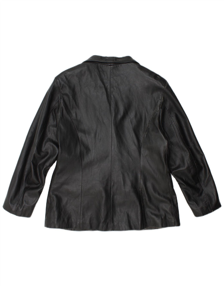 Vintage Womens Leather Jacket IT 50 XL Black Leather
