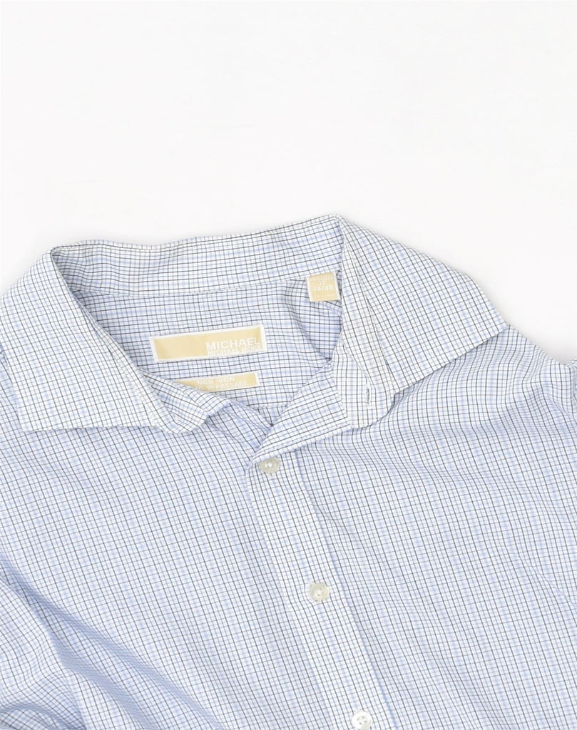 MICHAEL KORS Mens Shirt Size 17 XL Blue Check Cotton | Vintage | Thrift | Second-Hand | Used Clothing | Messina Hembry 