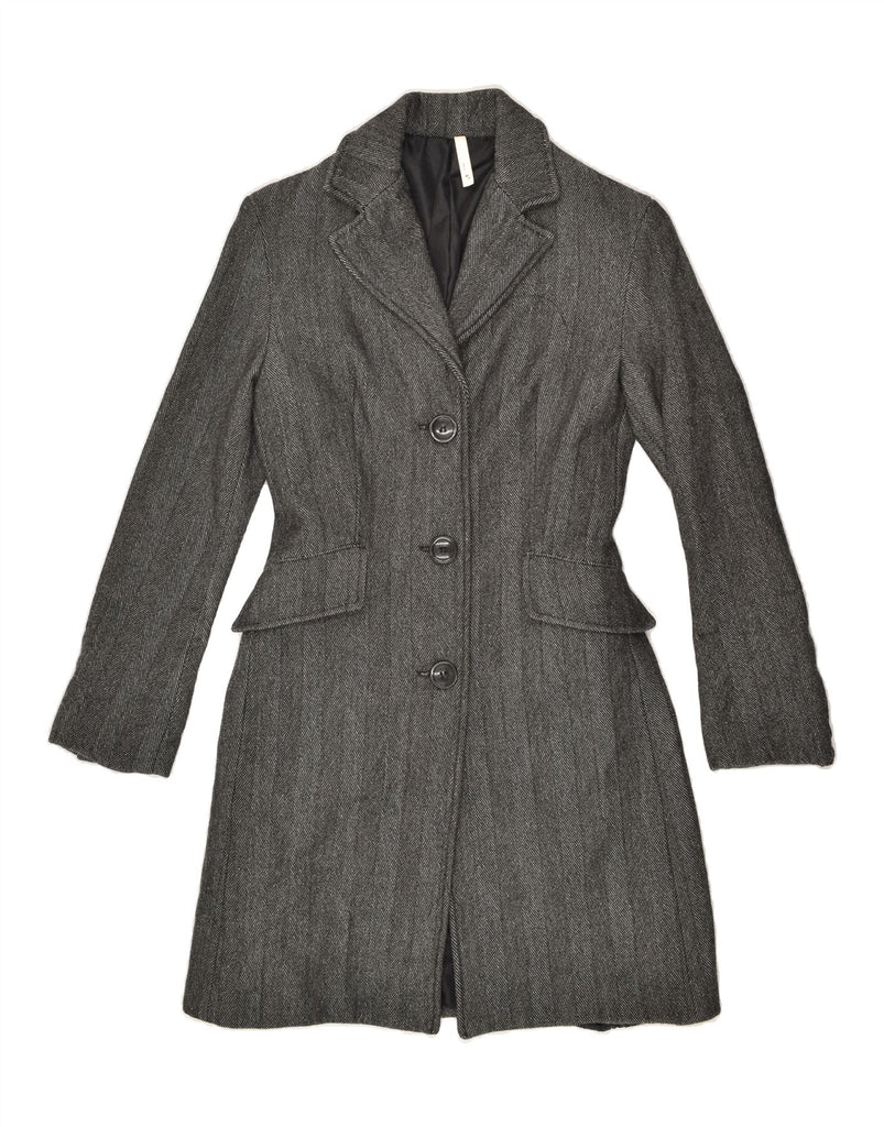 NORTHLAND Womens Chesterfield Coat UK 8 Small Grey Herringbone Wool | Vintage Northland | Thrift | Second-Hand Northland | Used Clothing | Messina Hembry 