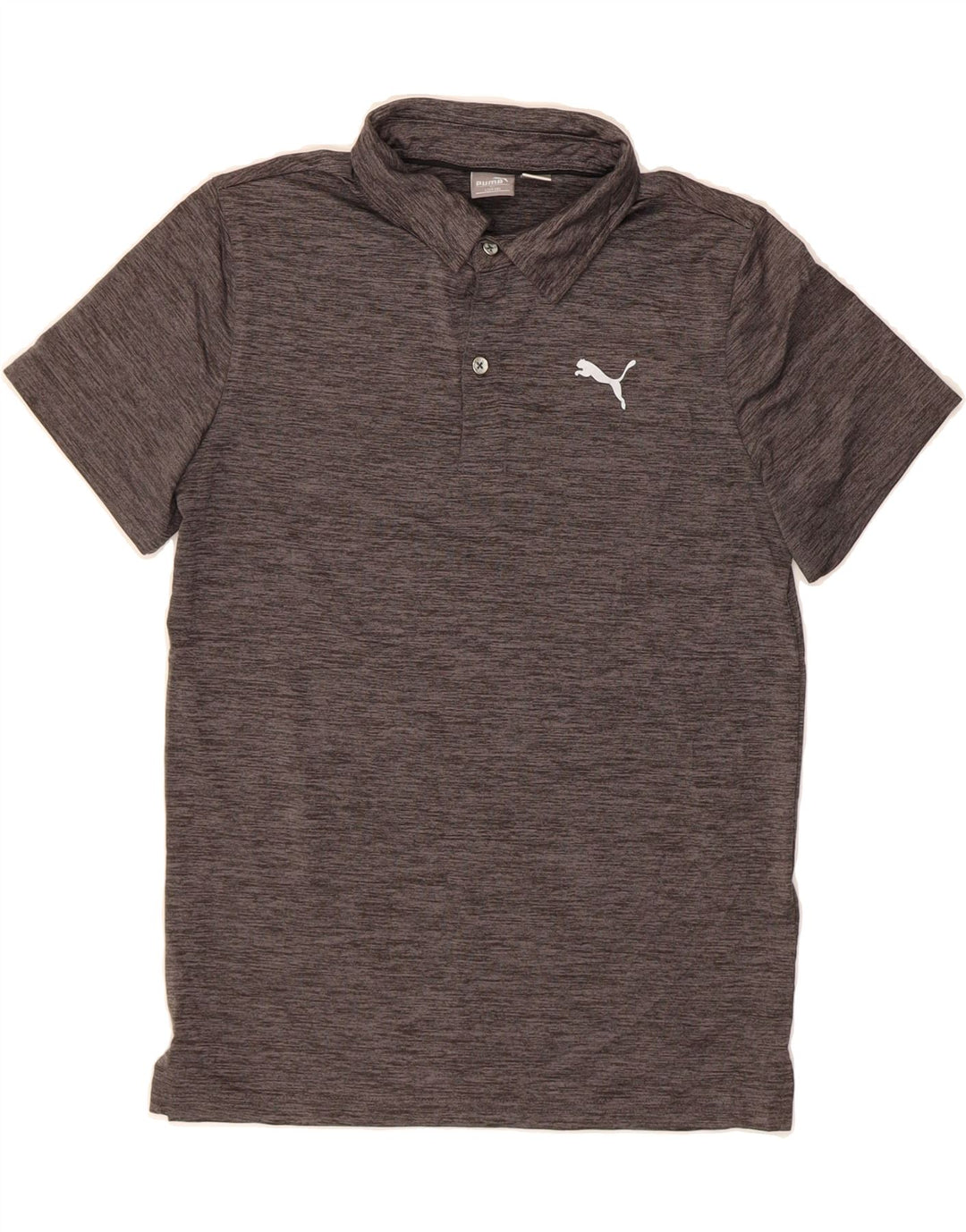 PUMA Boys Polo Shirt 14-15 Years Large Grey Flecked Polyester Vintage Puma and Second-Hand Puma from Messina Hembry 