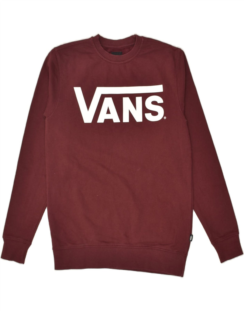 VANS Mens Graphic Sweatshirt Jumper XS Burgundy Cotton | Vintage Vans | Thrift | Second-Hand Vans | Used Clothing | Messina Hembry 