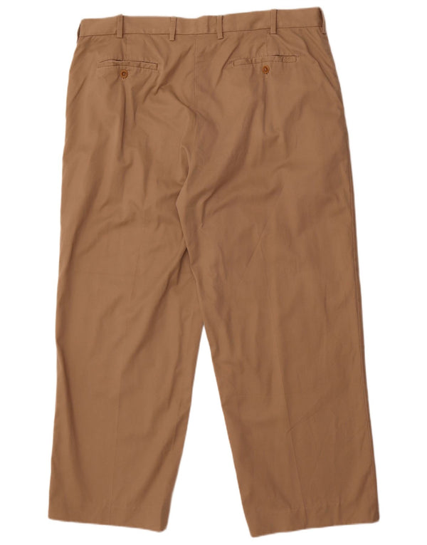 Izod Mens Straight Suit Trousers W40 L28 Beige Cotton