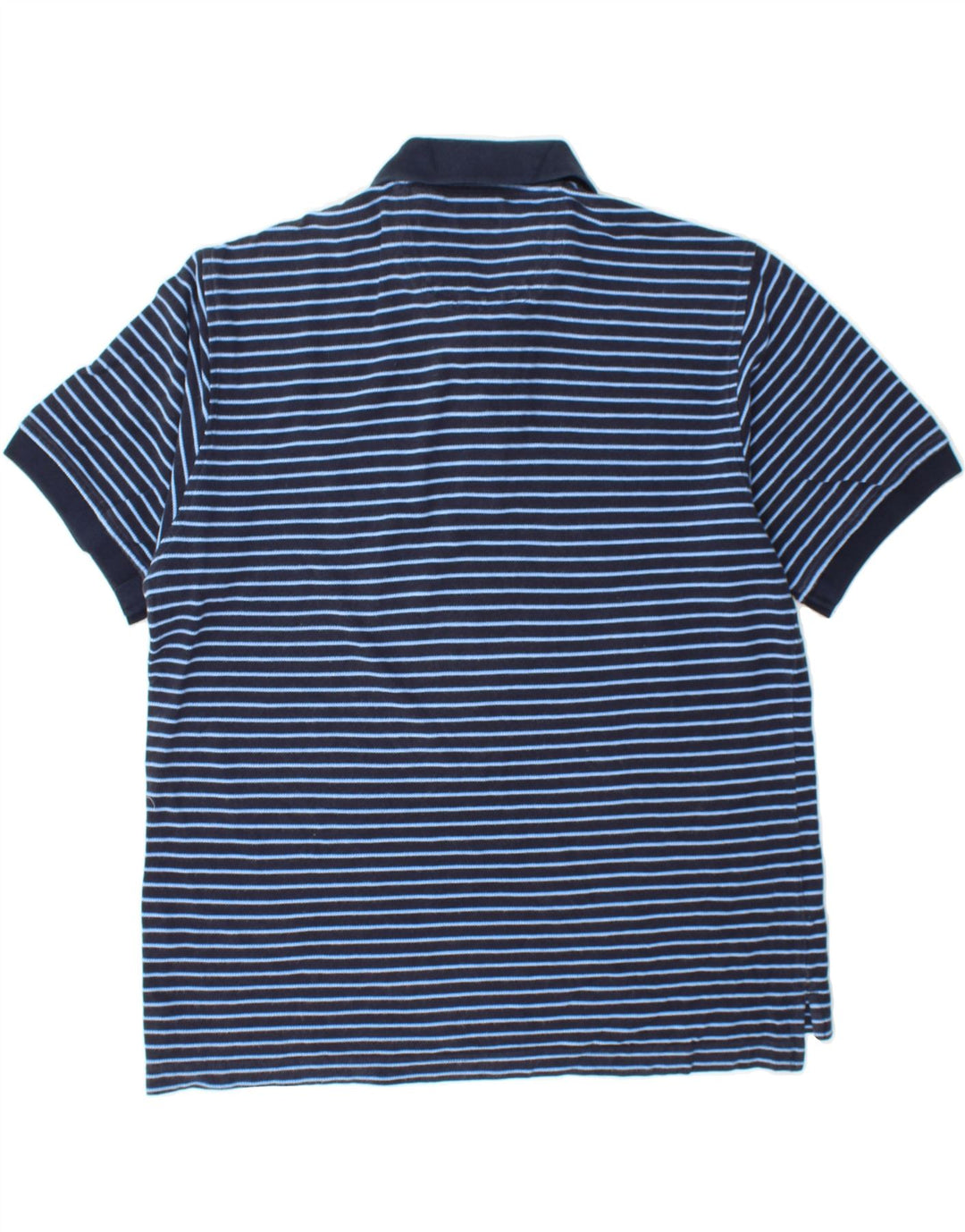IZOD Mens Polo Shirt Large Navy Blue Striped Cotton Vintage Izod and Second-Hand Izod from Messina Hembry 