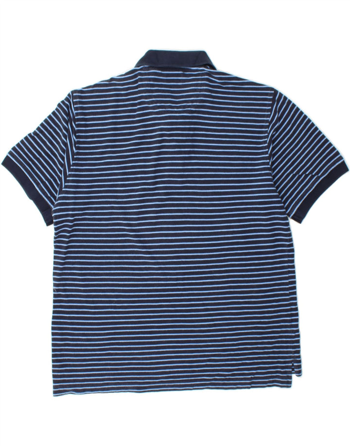 IZOD Mens Polo Shirt Large Navy Blue Striped Cotton Vintage Izod and Second-Hand Izod from Messina Hembry 