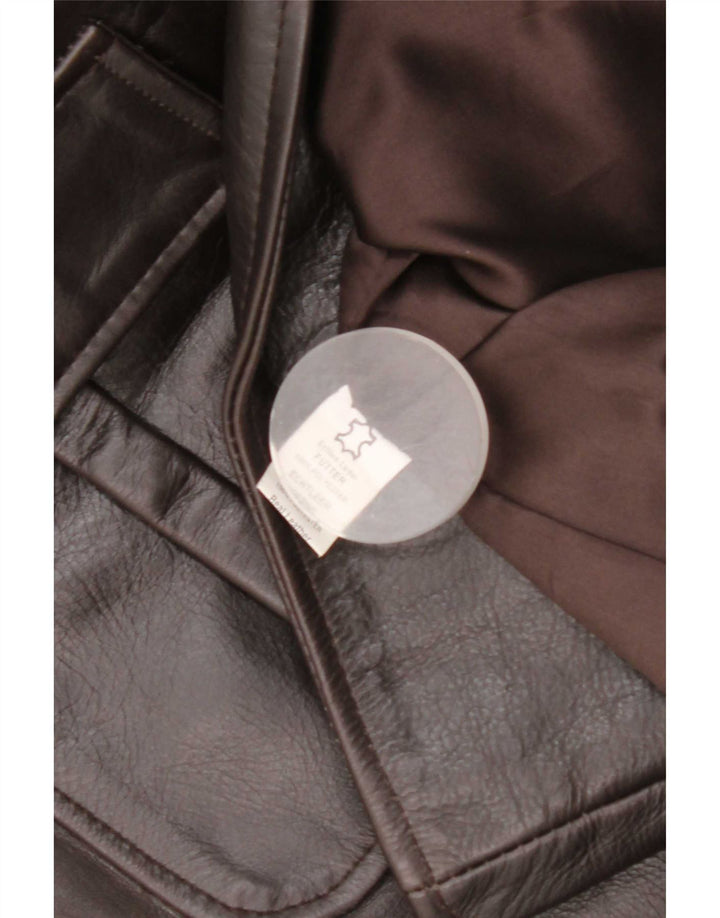 Vintage Womens Leather Coat UK 18 XL Brown