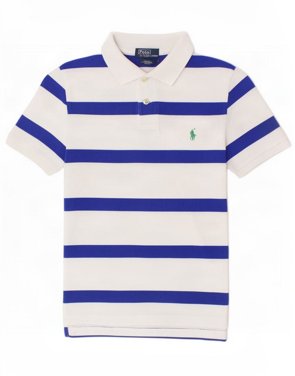 Polo Ralph Lauren Boys Polo Shirt 7-8 Years Small White Striped Cotton