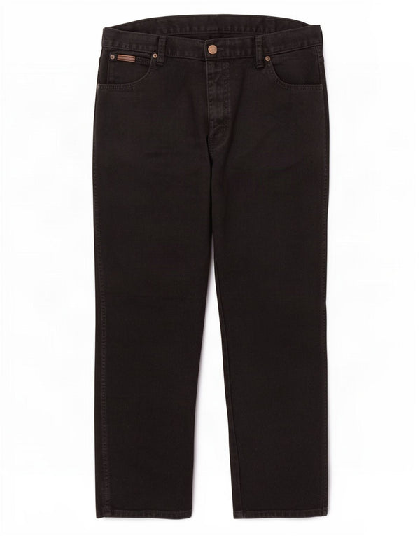 Wrangler Mens Texas Straight Jeans W38 L32 Black Cotton