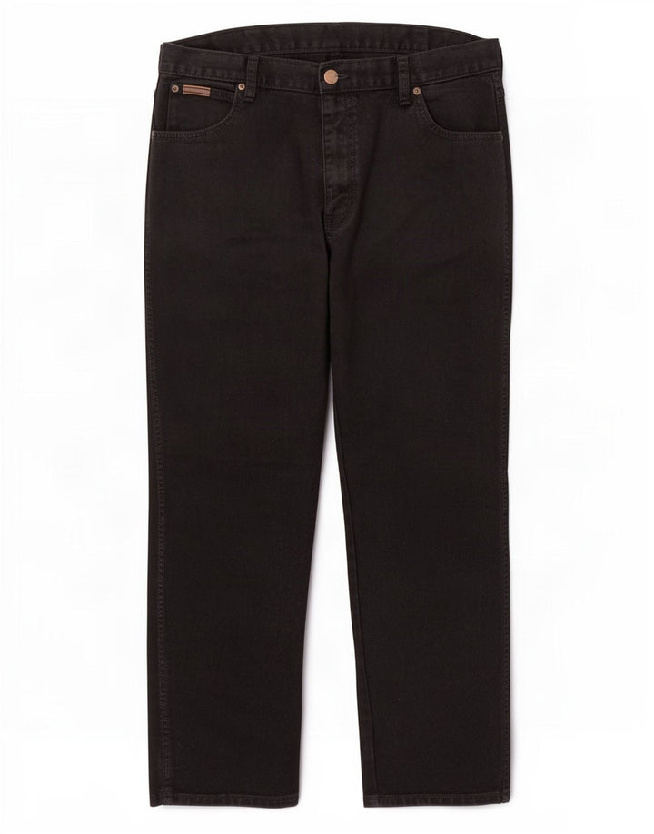 Wrangler Mens Texas Straight Jeans W38 L32 Black Cotton