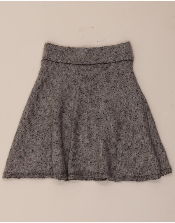 Zara Womens Knit A-Line Skirt Medium W28 Grey Flecked Wool