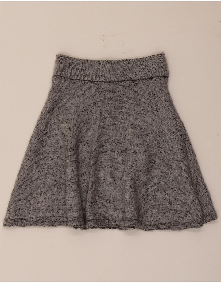 Zara Womens Knit A-Line Skirt Medium W28 Grey Flecked Wool