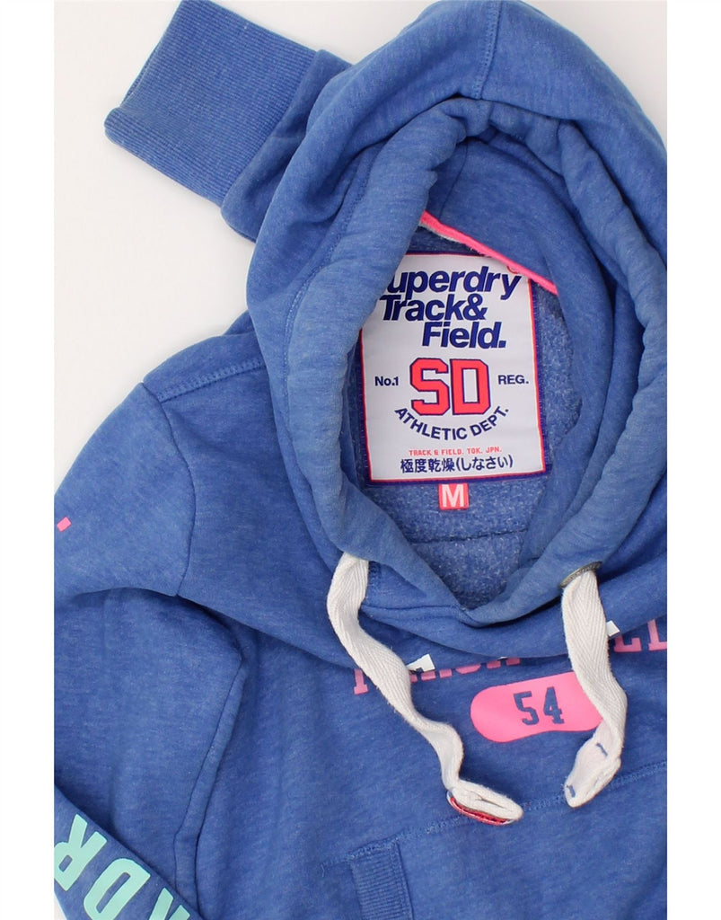 SUPERDRY Womens Graphic Hoodie Jumper UK 14 Medium Blue Cotton | Vintage Superdry | Thrift | Second-Hand Superdry | Used Clothing | Messina Hembry 