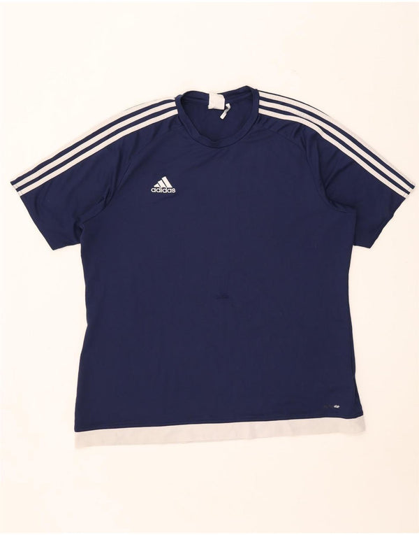 Adidas Mens Climalite T-Shirt Top XL Navy Blue Colourblock Polyester