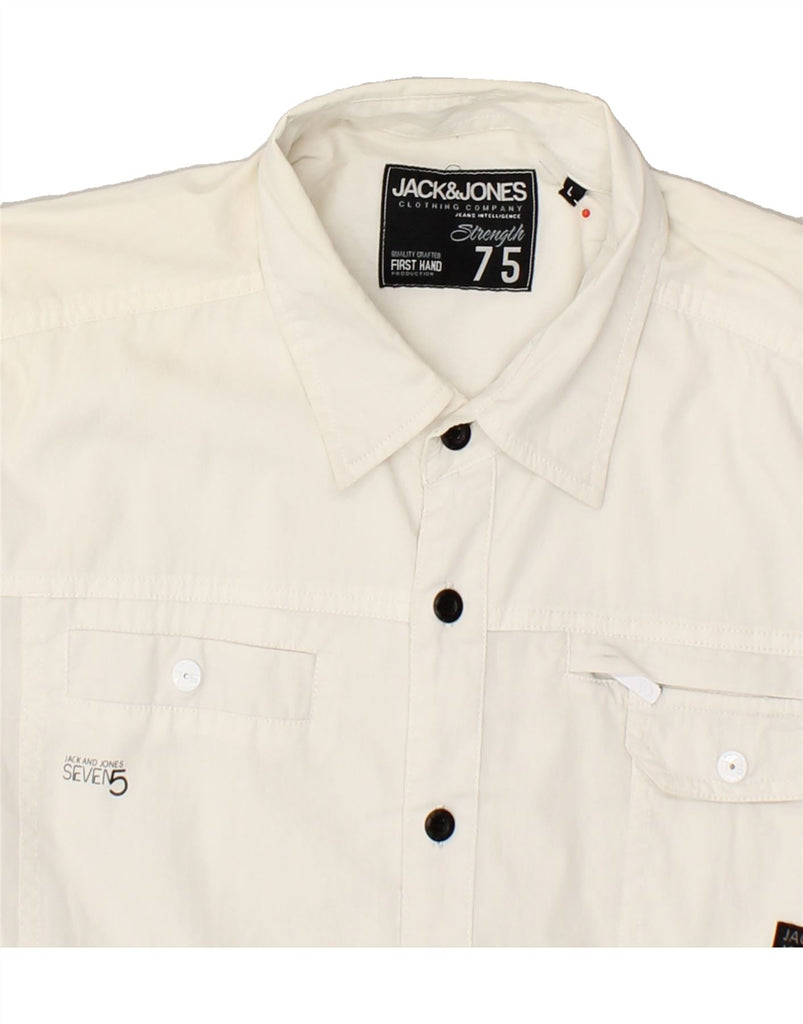 JACK & JONES Mens Shirt Large Off White Cotton | Vintage Jack & Jones | Thrift | Second-Hand Jack & Jones | Used Clothing | Messina Hembry 