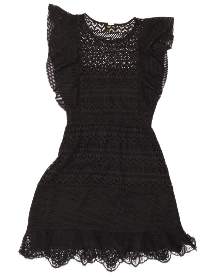 Liu Jo Womens Crochet A-Line Dress IT 42 Medium Black Polyester