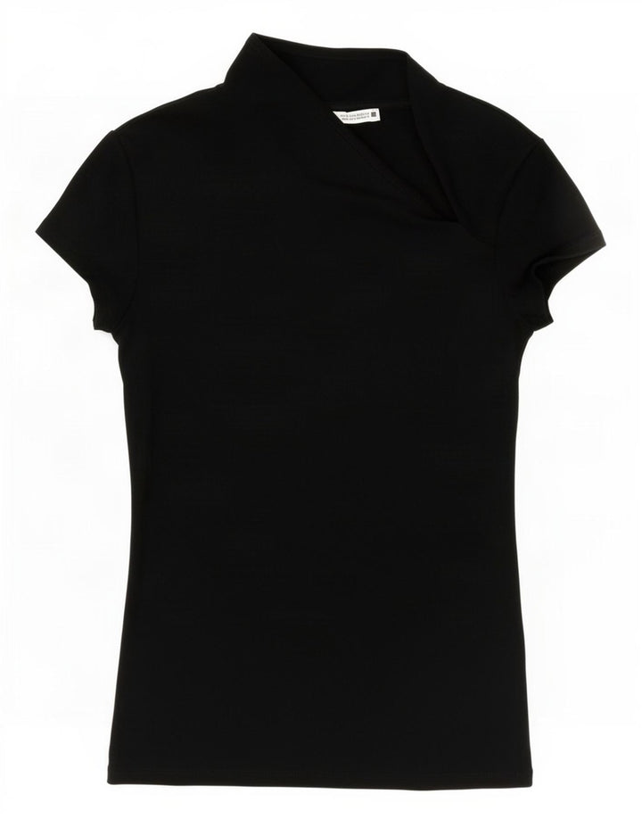 Zara Womens Blouse Top UK 8 Small Navy Blue Cotton