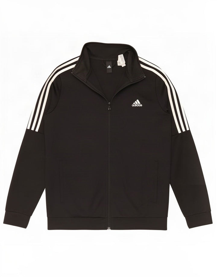 Adidas Womens Tracksuit Top Jacket UK 16/18 Large Black Polyester