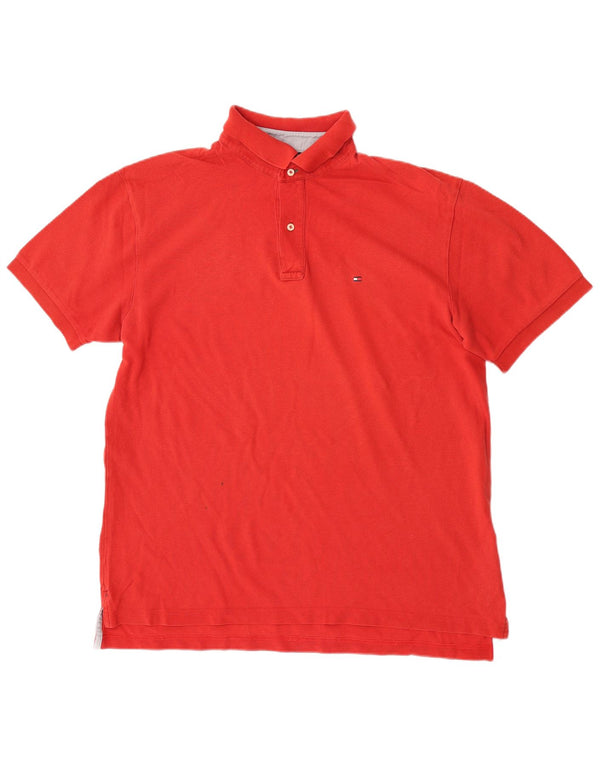 Tommy Hilfiger Mens Polo Shirt Large Red Cotton