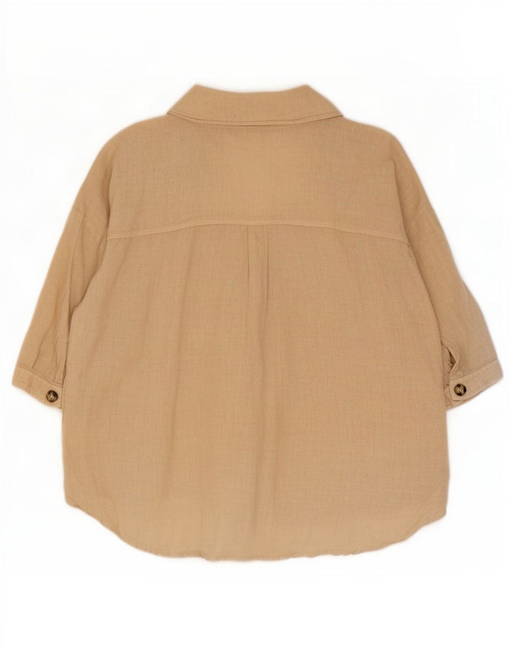 Zara Womens 3/4 Sleeve Shirt UK 14 Medium Beige