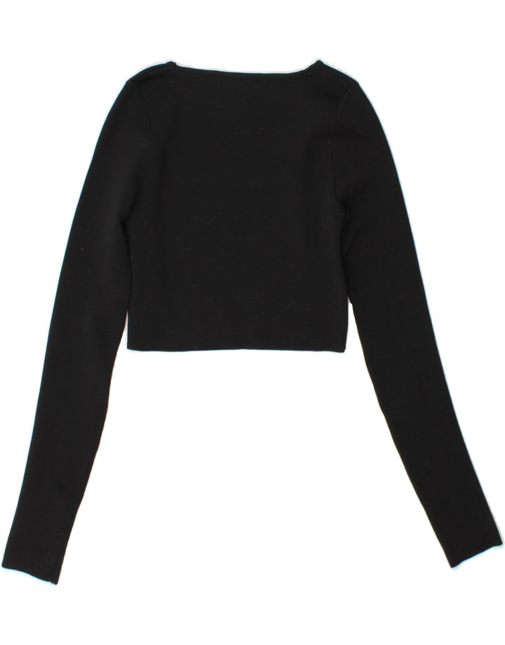 ZARA Womens Crop Top Long Sleeve UK 10 Small Black Polyester Vintage Zara and Second-Hand Zara from Messina Hembry 