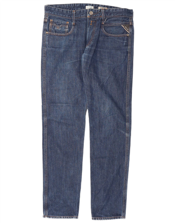 Replay Mens Slim Jeans W32 L32 Blue Cotton
