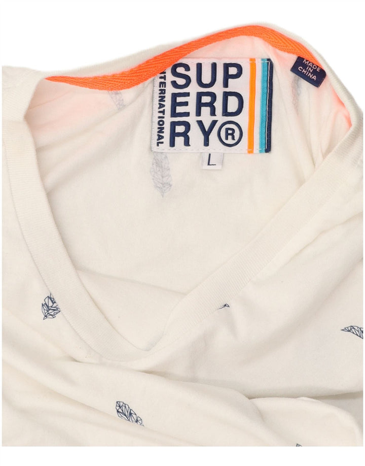 SUPERDRY Mens Graphic T-Shirt Top Large White