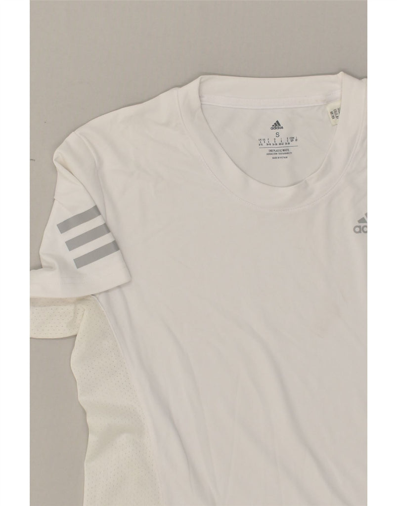 ADIDAS Womens T-Shirt Top UK 8/10 Small White Polyester | Vintage Adidas | Thrift | Second-Hand Adidas | Used Clothing | Messina Hembry 