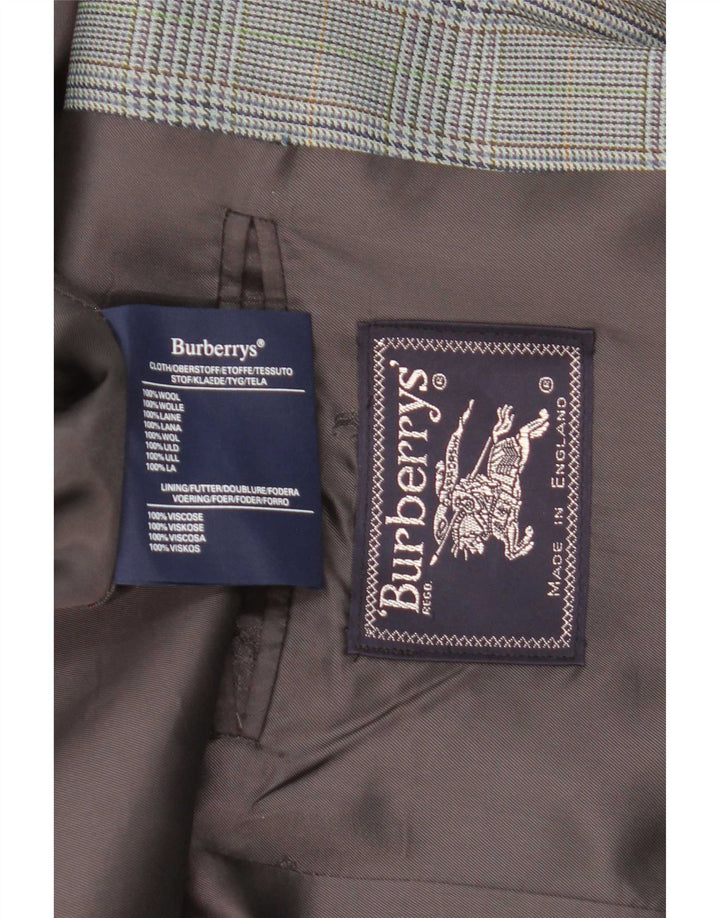 Burberrys Mens 2 Button Blazer Jacket UK 40 Large Grey Houndstooth Wool