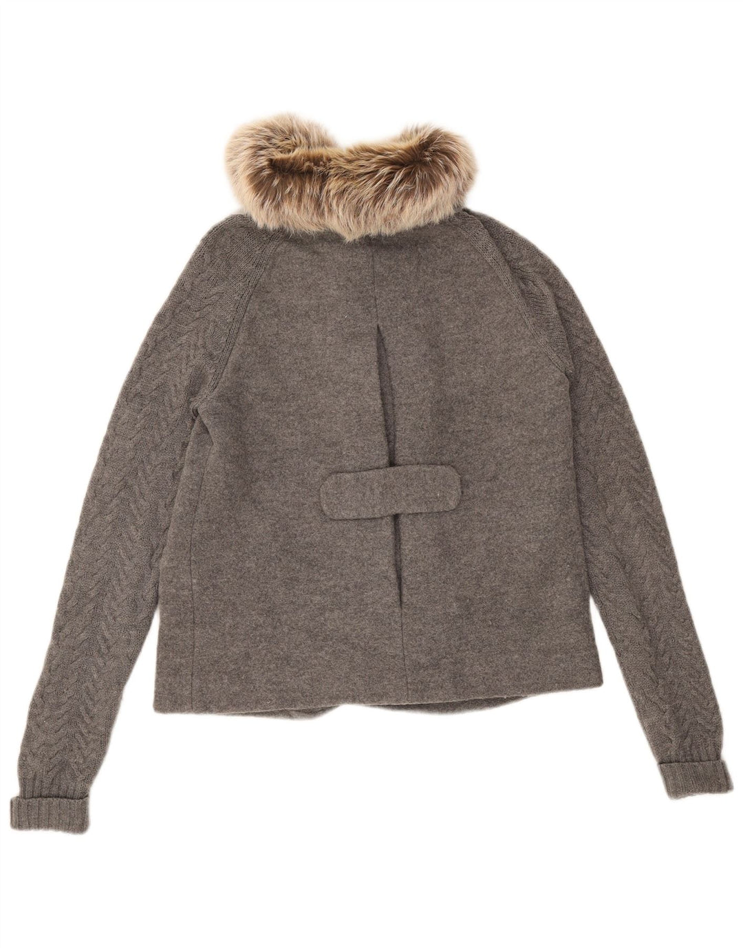 Massimo Dutti Womens Duffle Jacket UK 10 Small Grey Wool