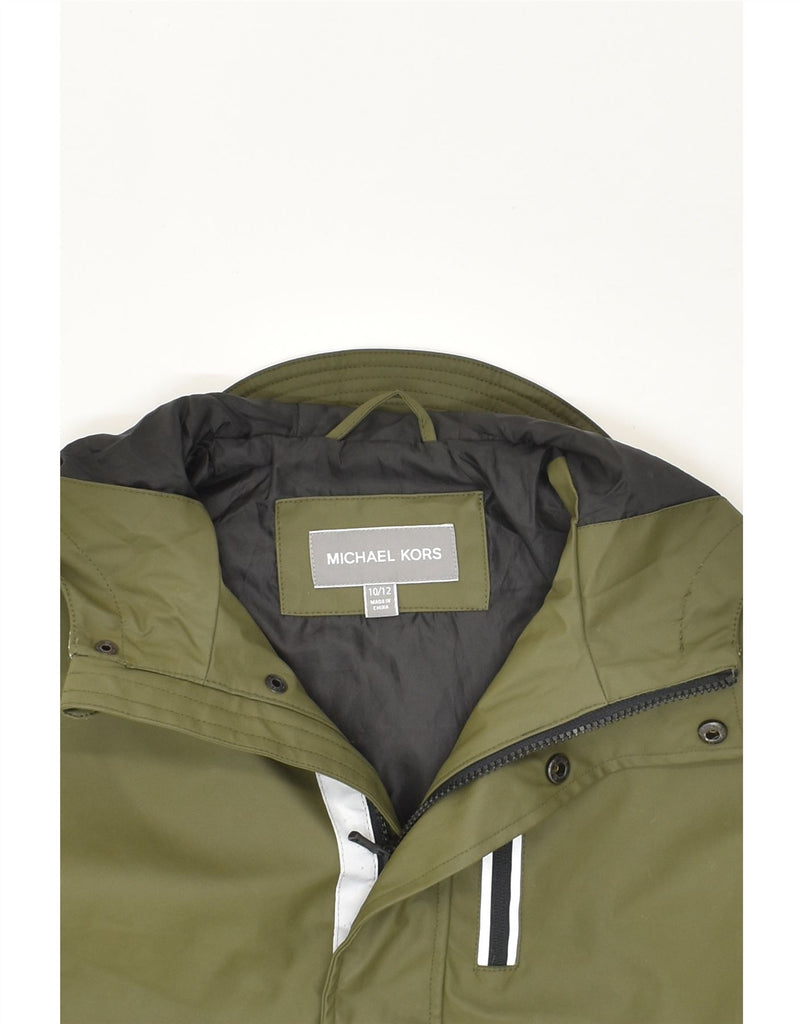 MICHAEL KORS Boys Hooded Rain Jacket 10-11 Years Khaki Polyurethane | Vintage Michael Kors | Thrift | Second-Hand Michael Kors | Used Clothing | Messina Hembry 