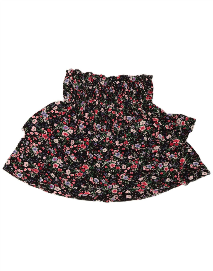 JOE BROWNS Womens Ruffle Skirt UK 12 Medium W30  Black Floral Viscose