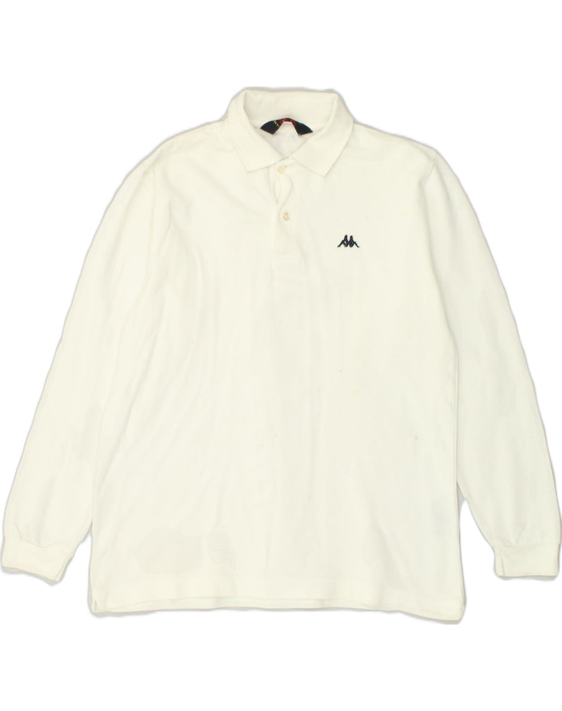 KAPPA Mens Long Sleeve Polo Shirt Small White Cotton | Vintage Kappa | Thrift | Second-Hand Kappa | Used Clothing | Messina Hembry 